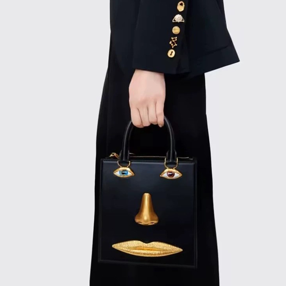 Bar Cart Gold - Face Bag Women High Quality Black