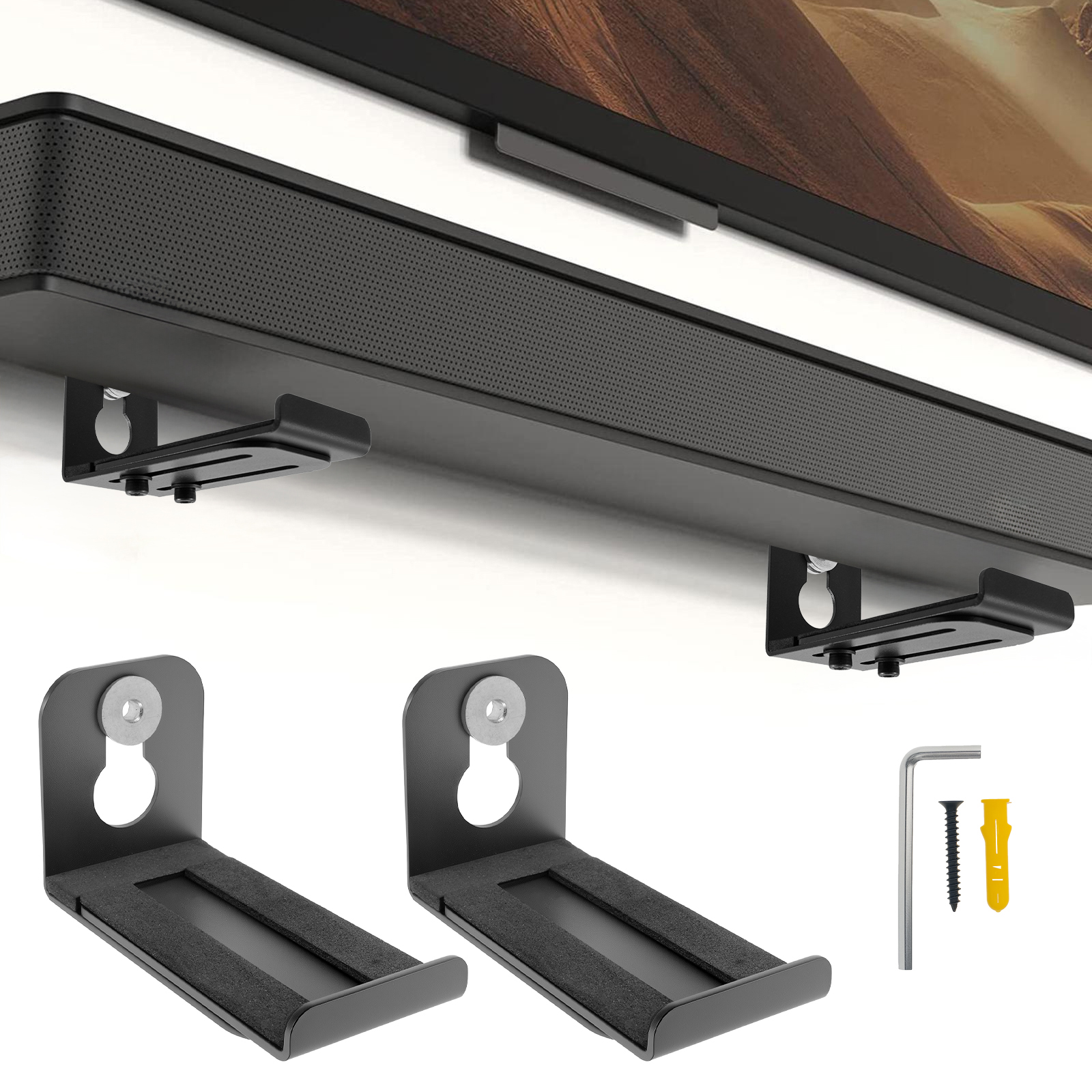 Home Bar Accessories - 2Pcs Soundbar Speaker Stands Wall Mount