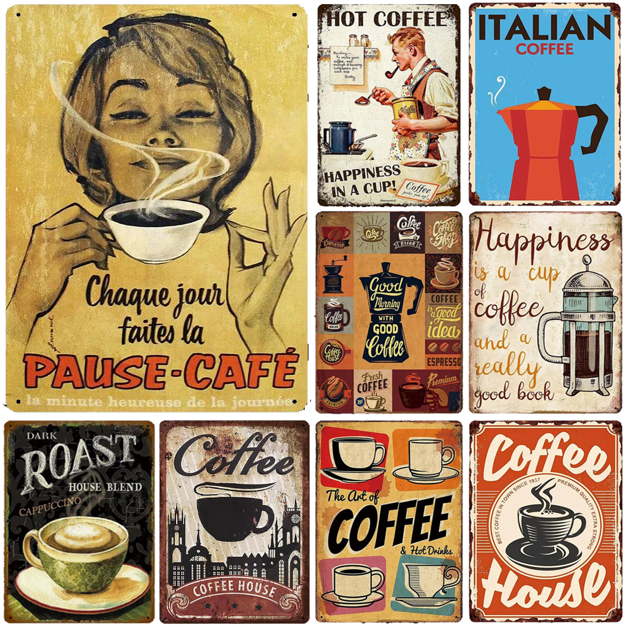 Home Bar Cafe - Metal Tin Signs Italian Coffee Wall