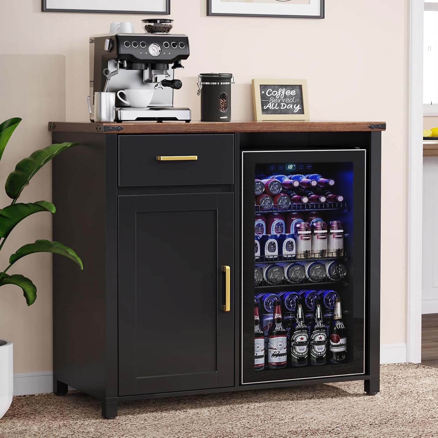 Coffee Bar Cabinet with Mini F - Home Bar And Fridge ulasan dan harga