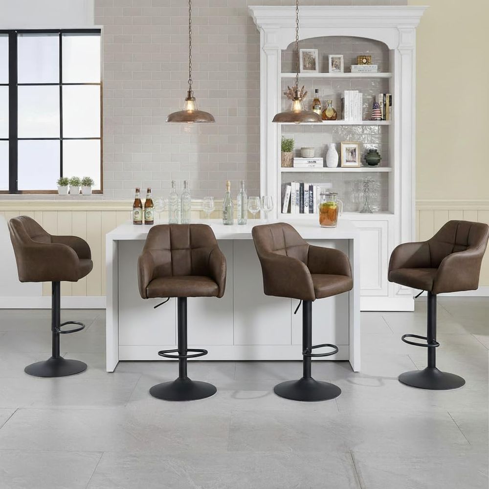 Set of 4 Swivel Leather Bar St - Home Bar Stools ulasan dan harga