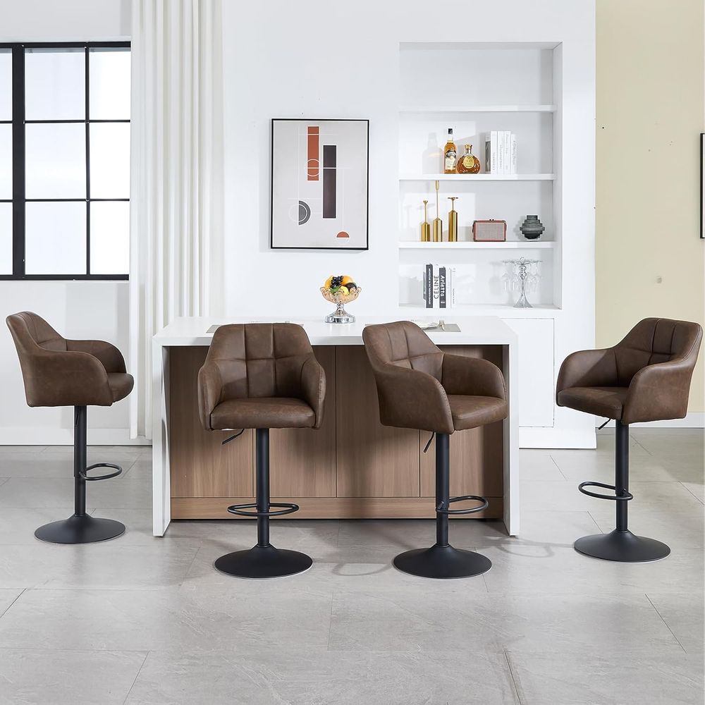 Set of 4 Swivel Leather Bar St - Home Bar Stools ulasan dan harga
