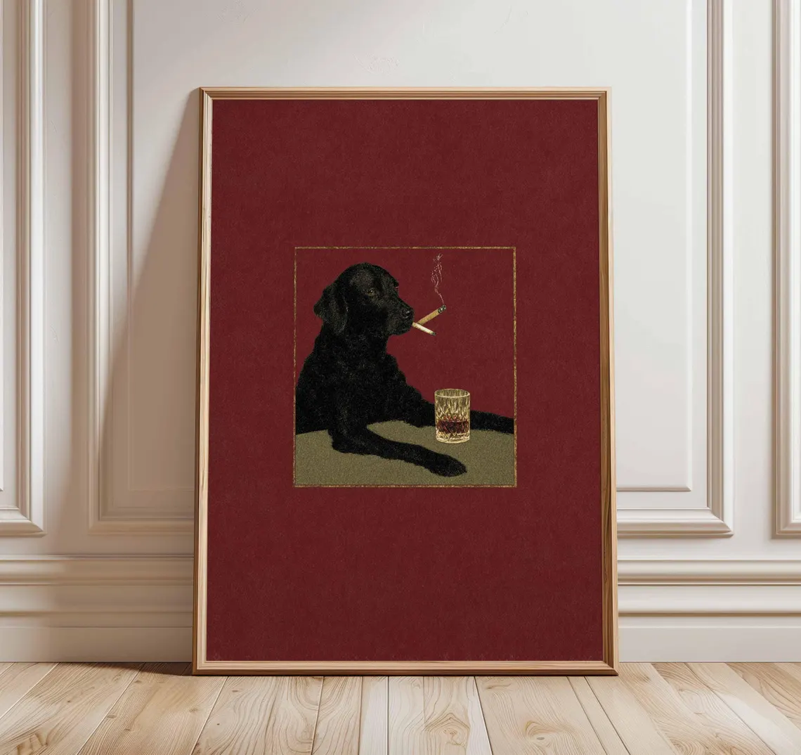 Smoking Dog Poster, Retro Funn - Home Bar Lounge ulasan dan harga