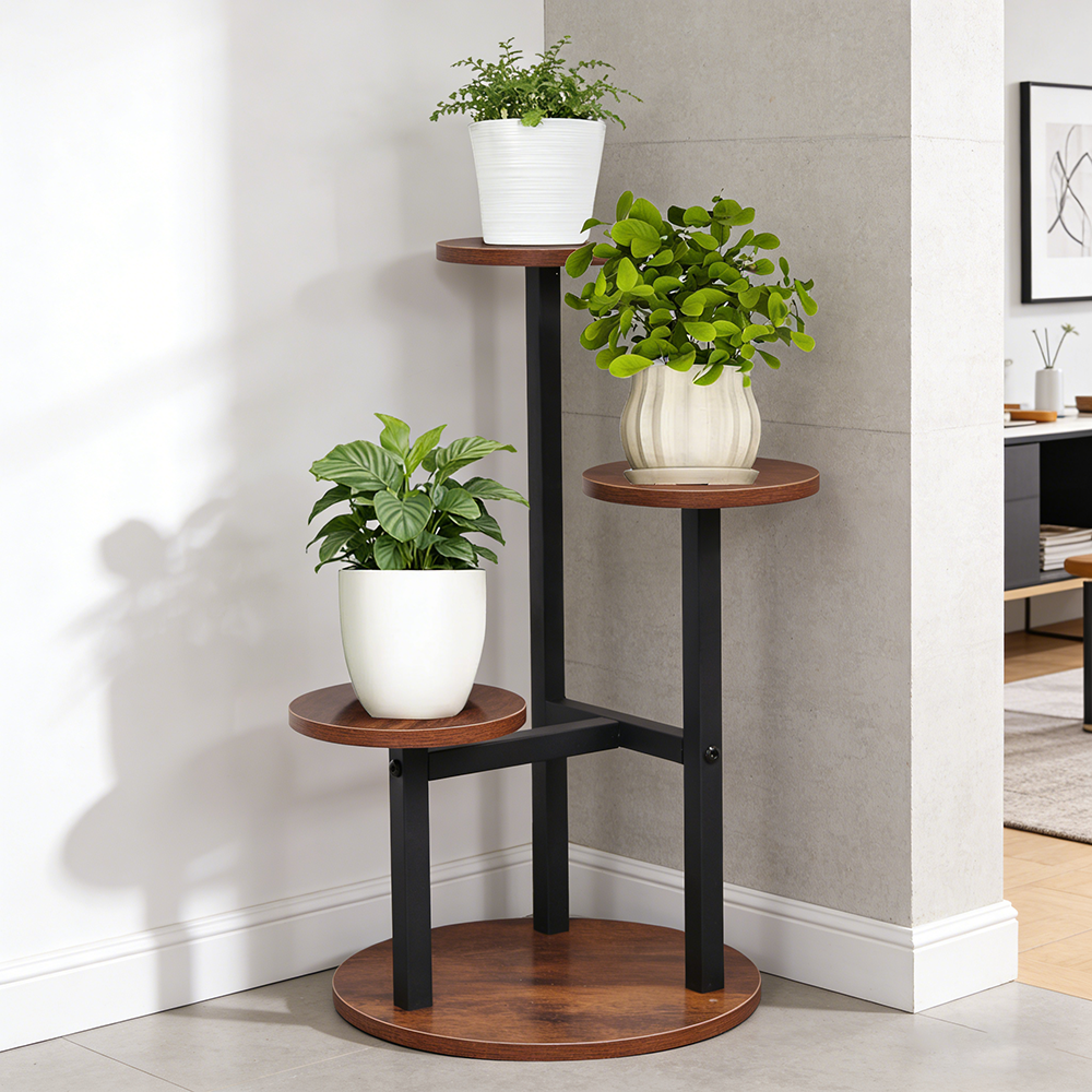 3-Tier Rustic Wood & Metal Pla - Home Bar Shelves ulasan dan harga