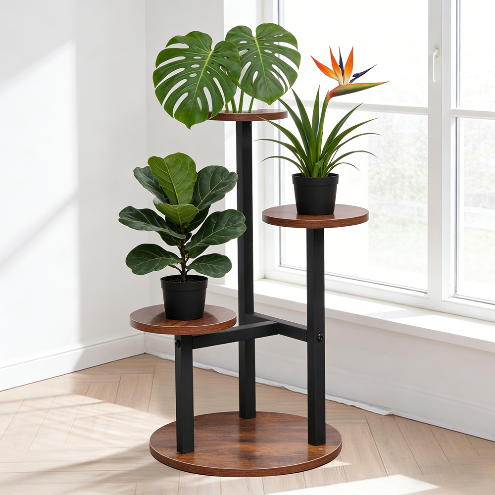 3-Tier Rustic Wood & Metal Pla - Home Bar Shelves ulasan dan harga
