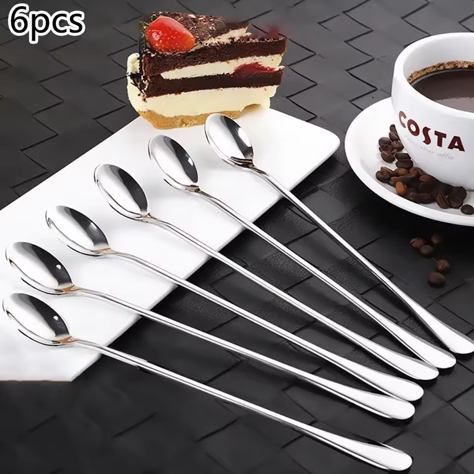 6pcs Milkshake Spoons Ice Tea  - Ice Pick Pick ulasan dan harga
