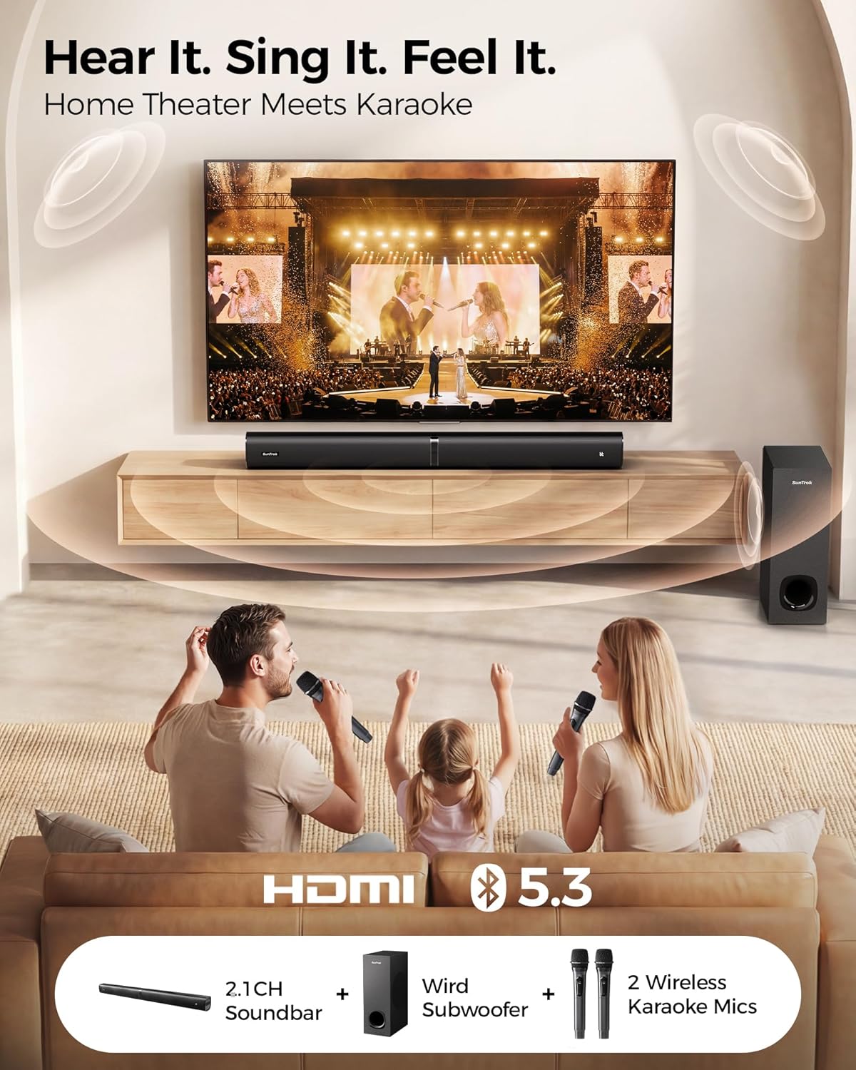 Soundbar with Subwoofer for TV - Home Bar And Theater ulasan dan harga