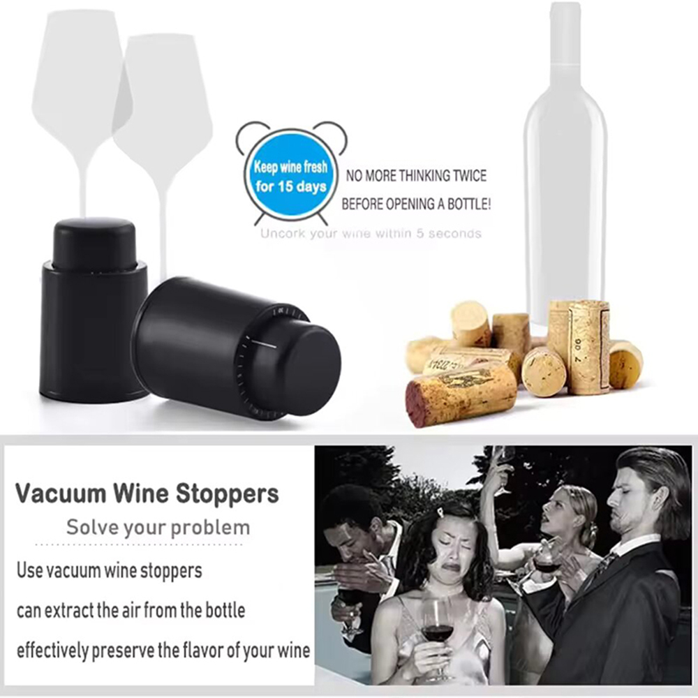 Black Vacuum-Sealed Wine Bottl - Wine Preservation Pump ulasan dan harga