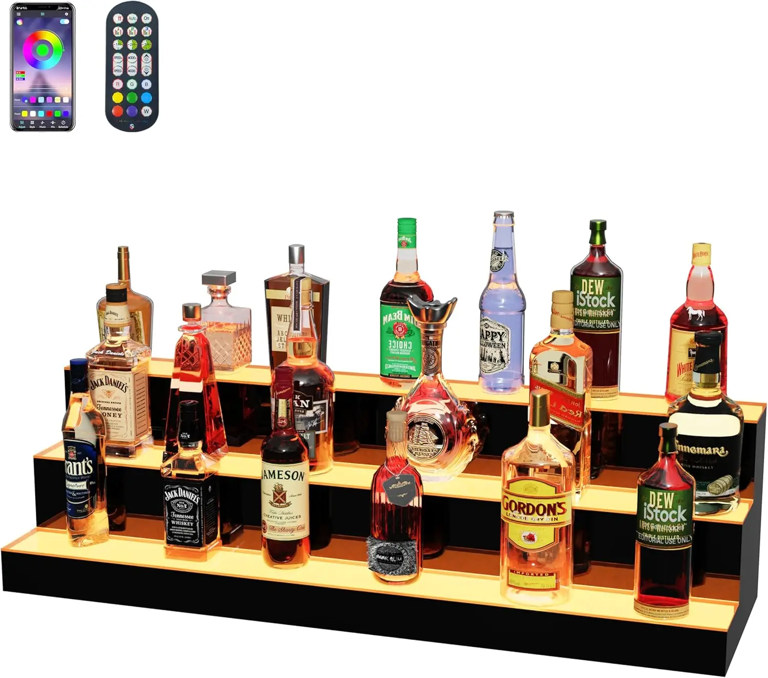 40 Inch 3 Tier Lighted Liquor  - Home Bar Shelves ulasan dan harga