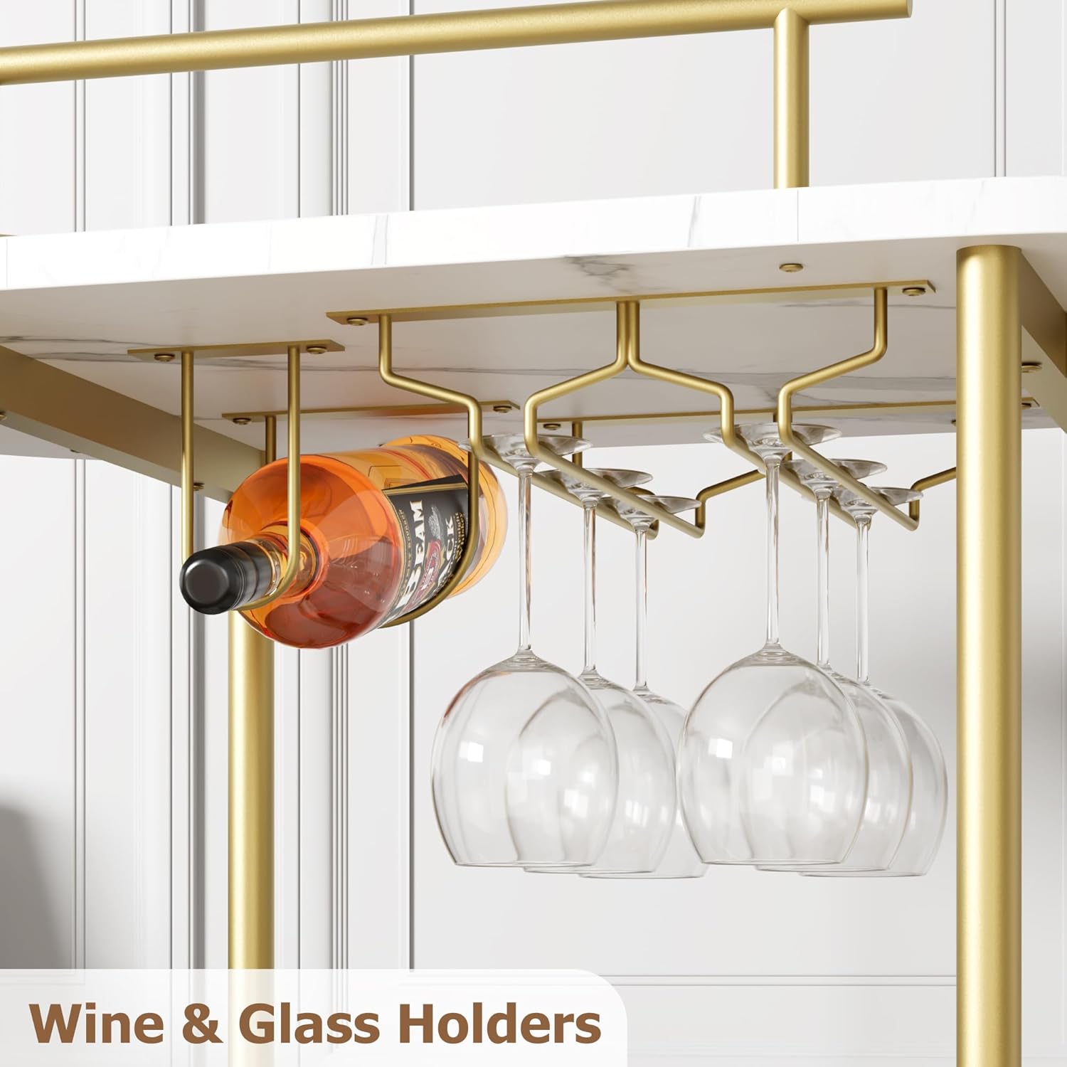 Gold Bar Carts with 4-Tiers St - Bar Cart Gold ulasan dan harga