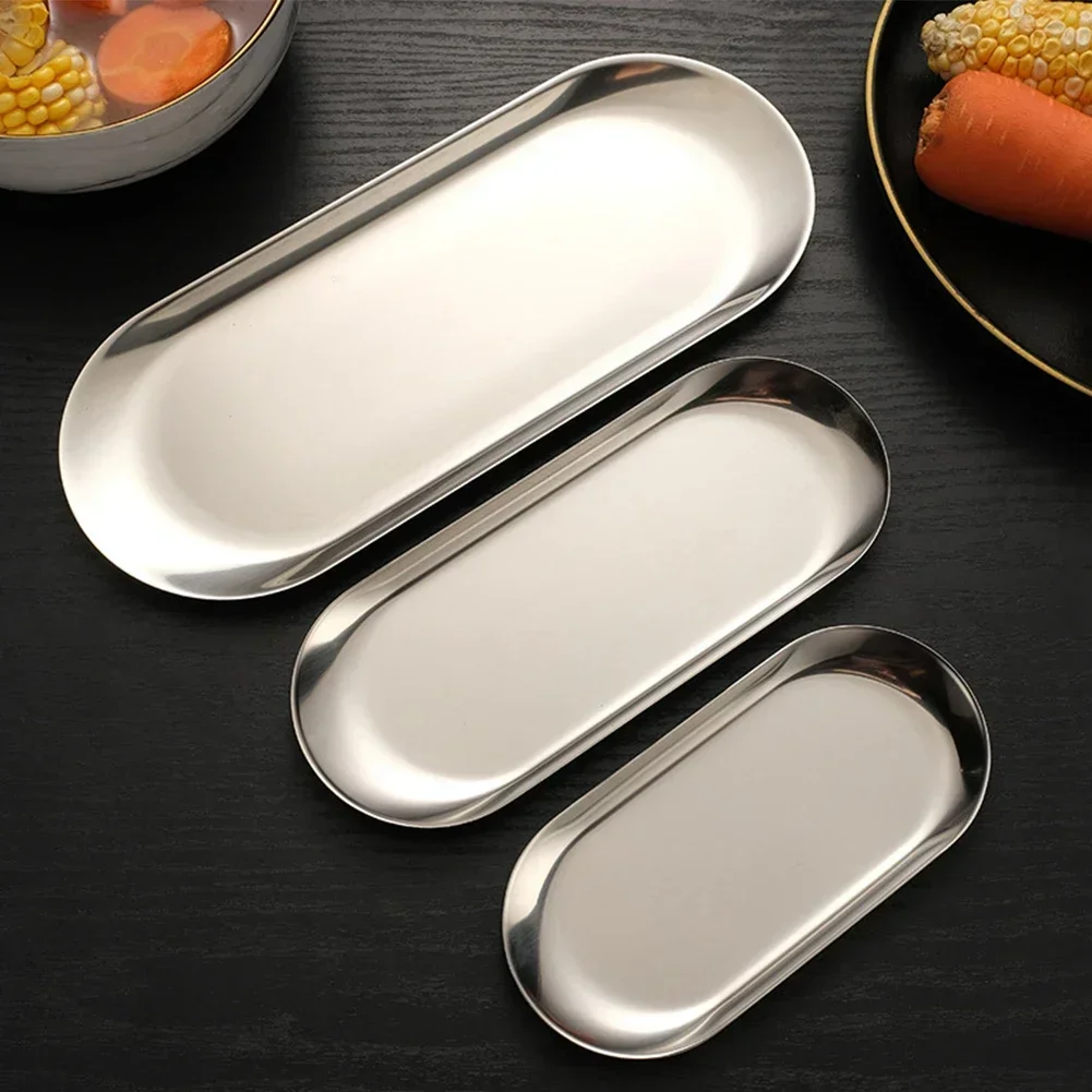 Stainless Steel Tray Oval Tray - Garnish Tray Set ulasan dan harga