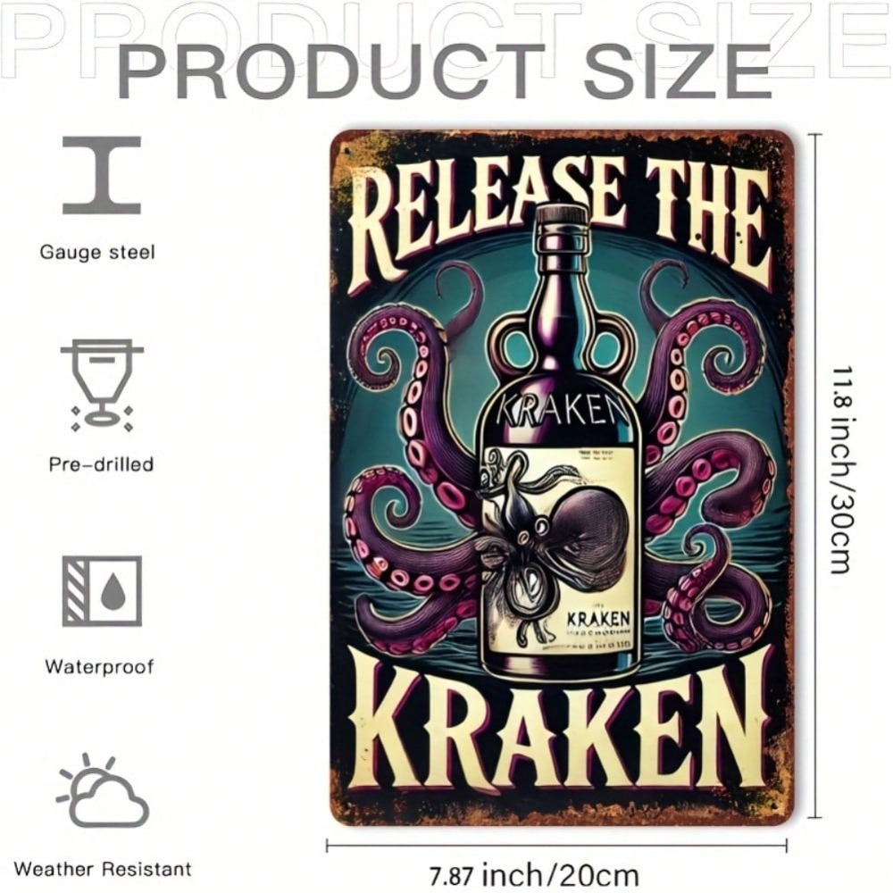Vintage Kraken Rum Bottle Wall - Home Bar Cafe ulasan dan harga