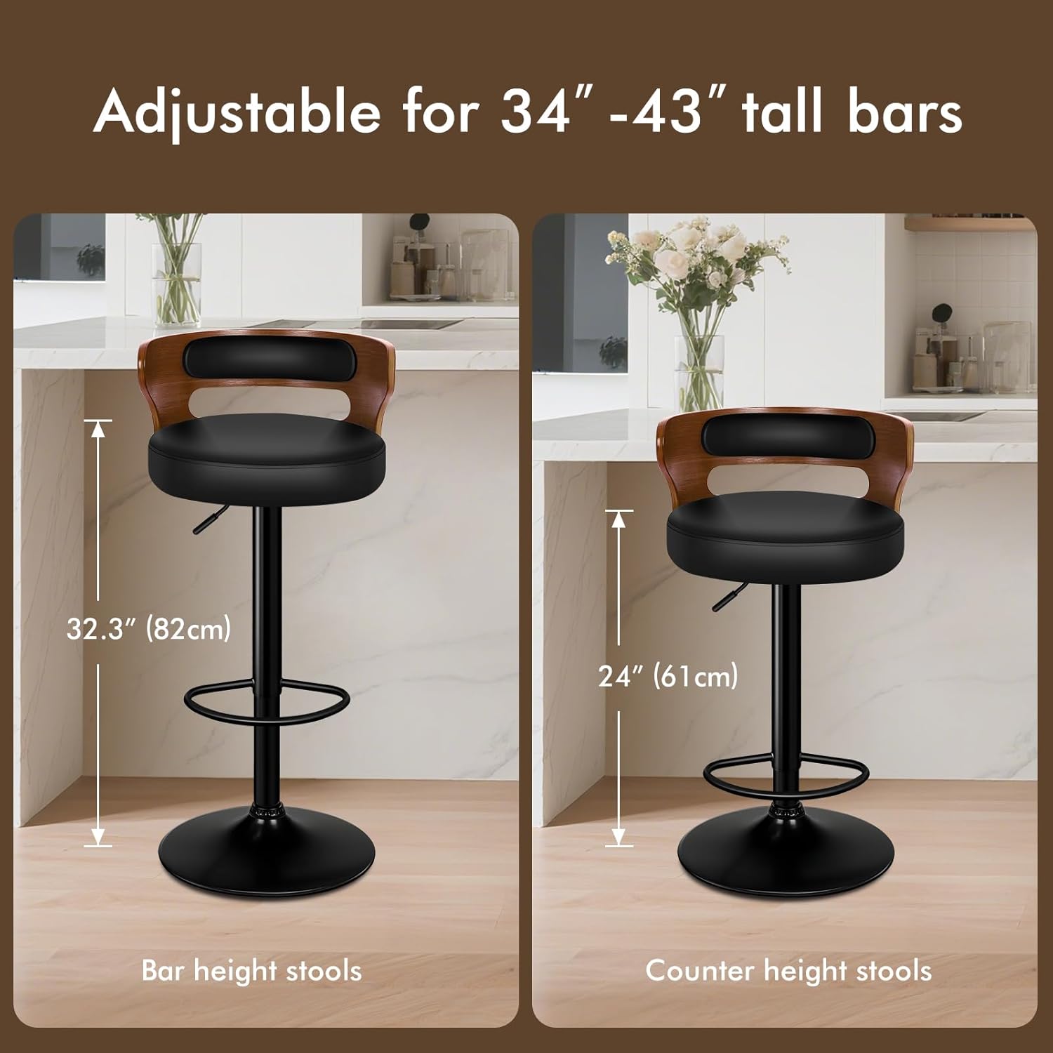 Adjustable PU Leather Bar Stoo - Home Bar Stools ulasan dan harga