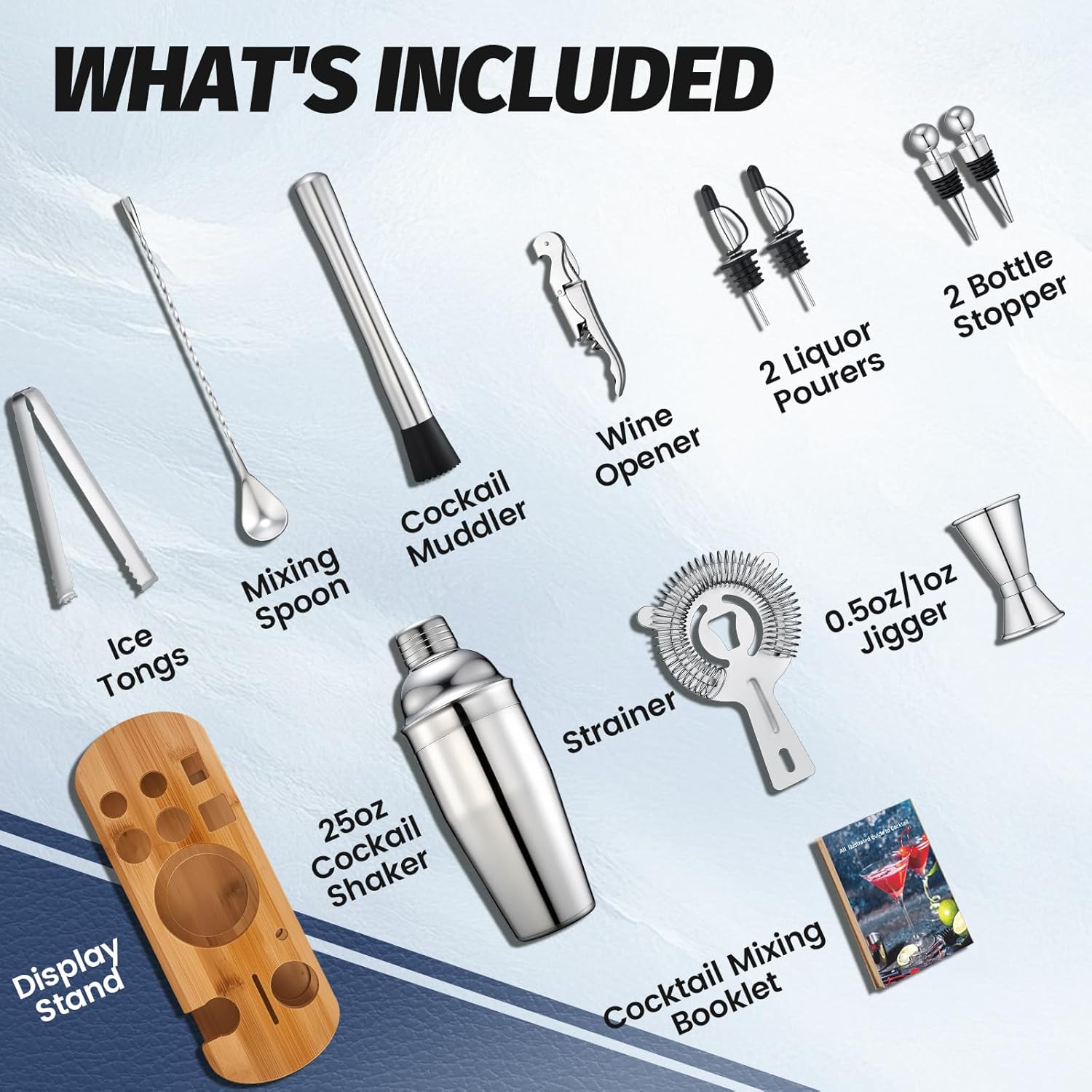 13-Piece Cocktail Shaker Set W - Home Bar Stand ulasan dan harga