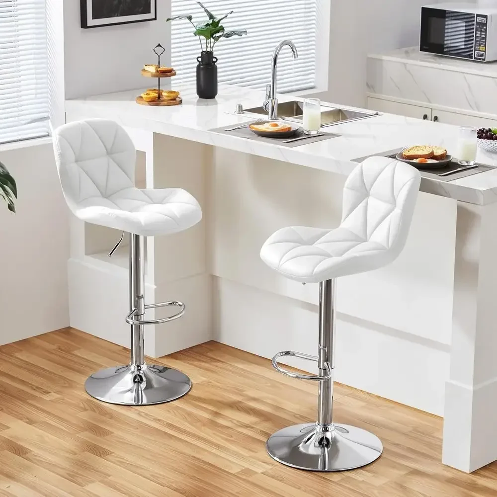 Set of 2 White PU Leather Swiv - Home Bar Stools ulasan dan harga