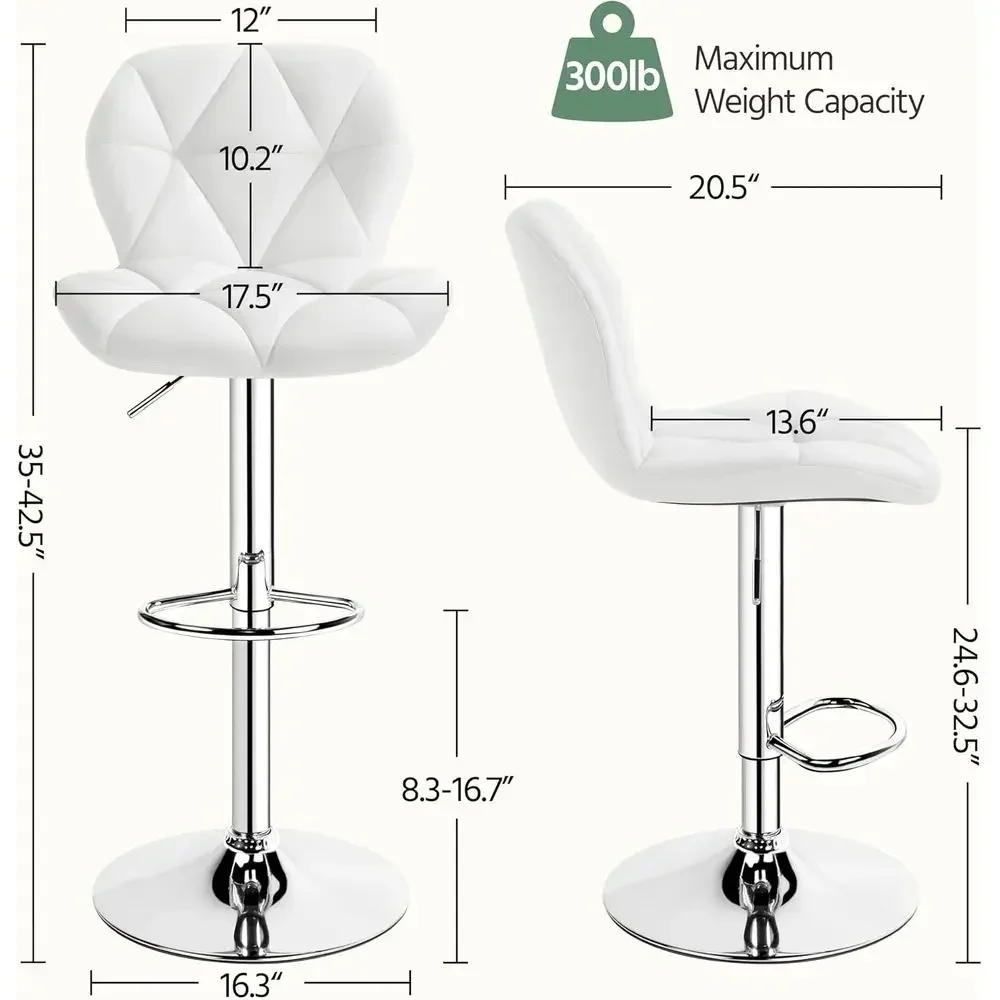 Set of 2 White PU Leather Swiv - Home Bar Stools ulasan dan harga