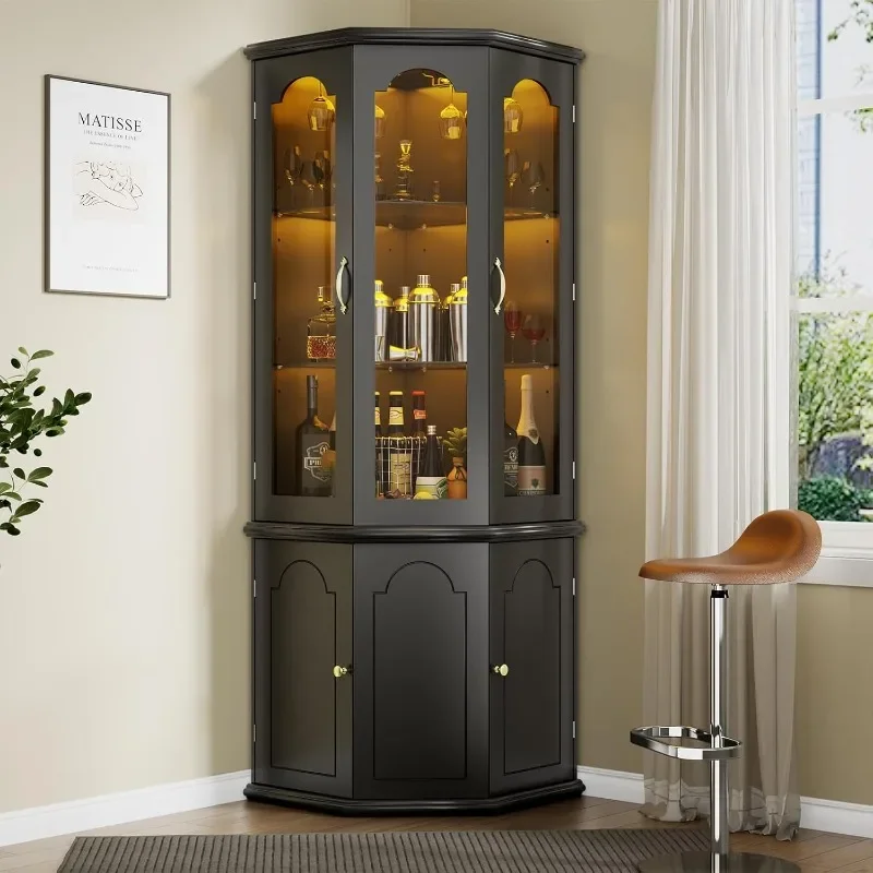 Gyfimoie Corner Bar Cabinet w/ - Home Bar Shelves ulasan dan harga