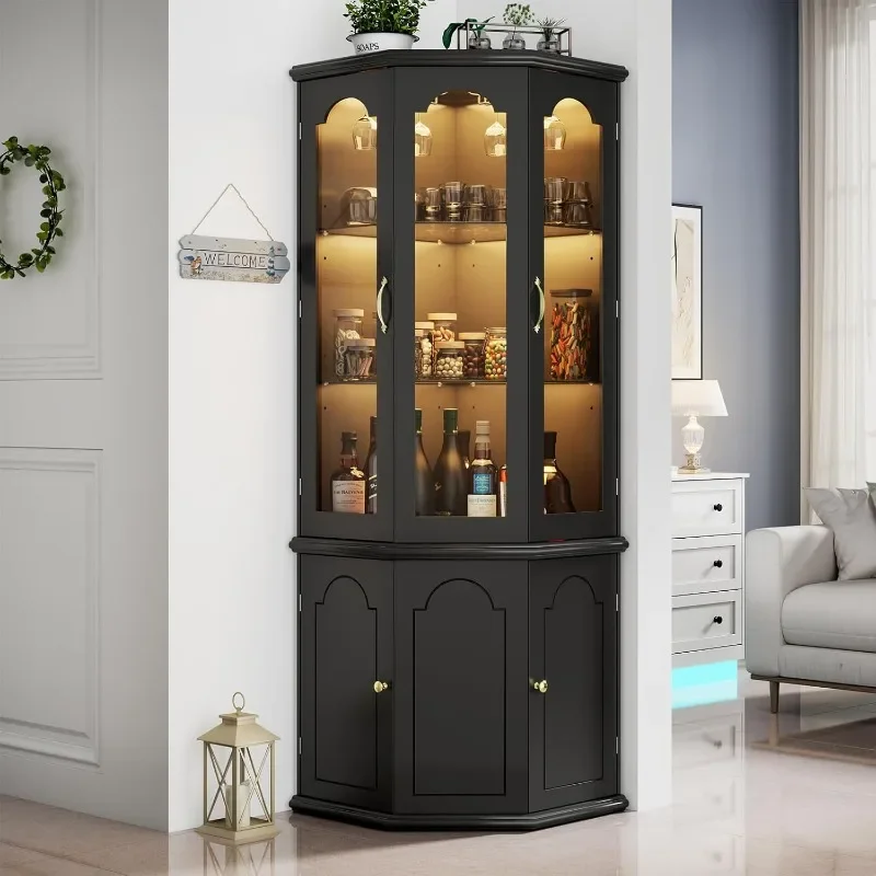 Gyfimoie Corner Bar Cabinet w/ - Home Bar Shelves ulasan dan harga