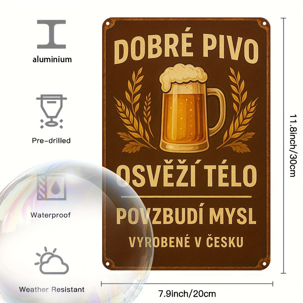 Vintage Czech Beer Metal Sign  - Home Bar Accessories ulasan dan harga