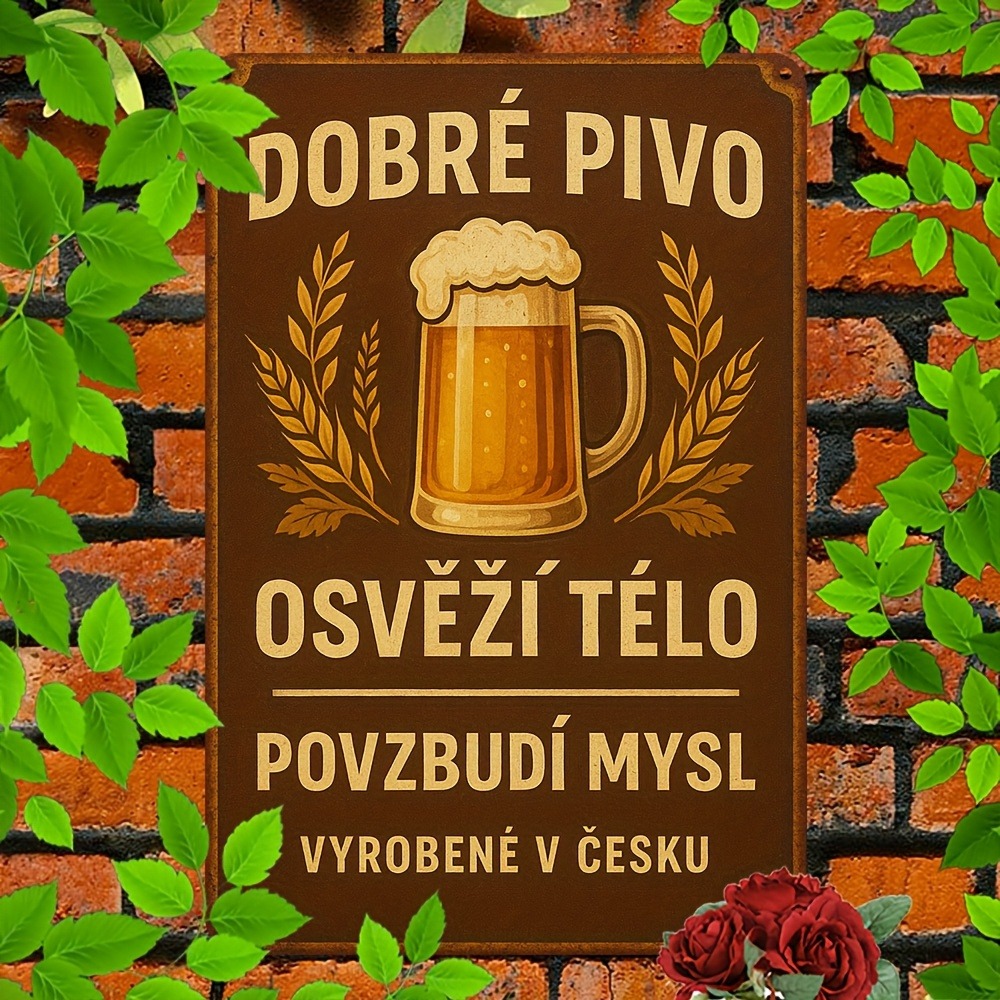 Vintage Czech Beer Metal Sign  - Home Bar Accessories ulasan dan harga