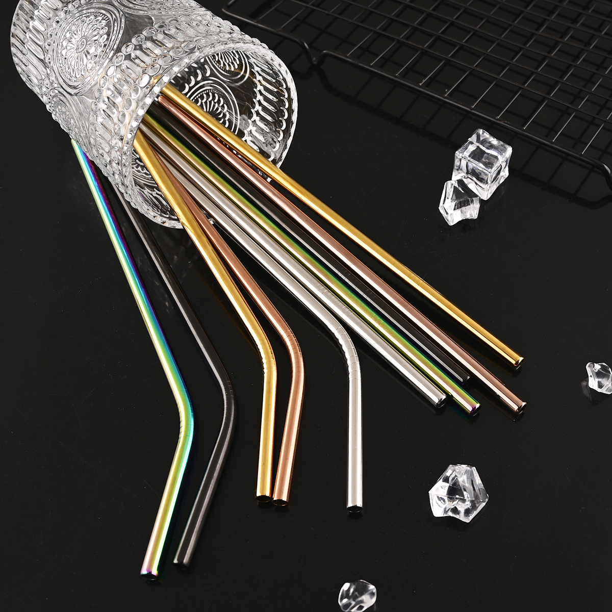 14Pcs Reusable Rose Gold Straw - Home Bar Shelf ulasan dan harga