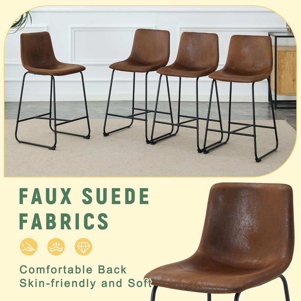 Set of 4 Suede Counter Height  - Home Bar Stools ulasan dan harga