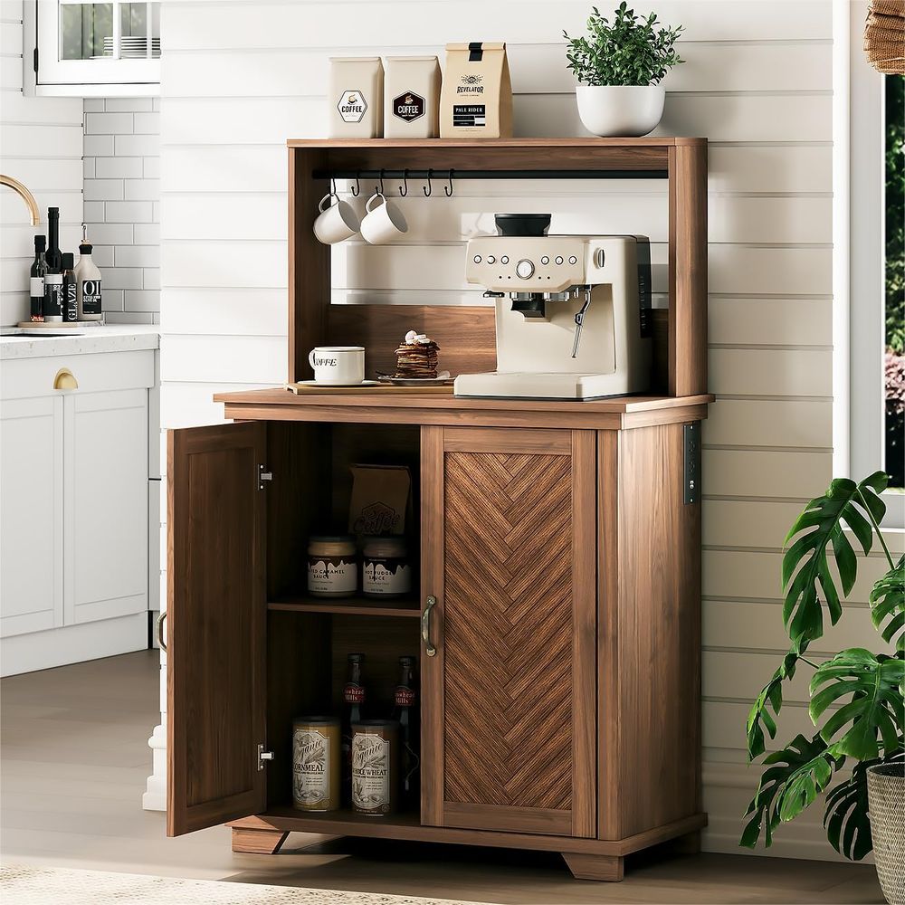 Coffee Bar Cabinet with Storag - Home Bar Shelves ulasan dan harga