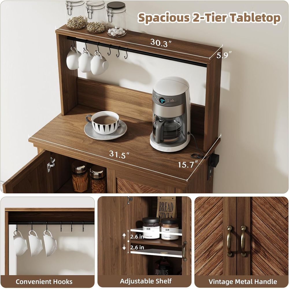 Coffee Bar Cabinet with Storag - Home Bar Shelves ulasan dan harga