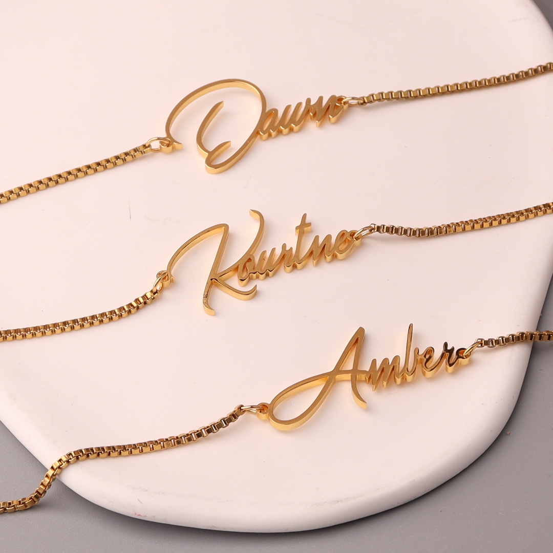 Personalised Gold Name Necklac - Bar Cart Gold ulasan dan harga