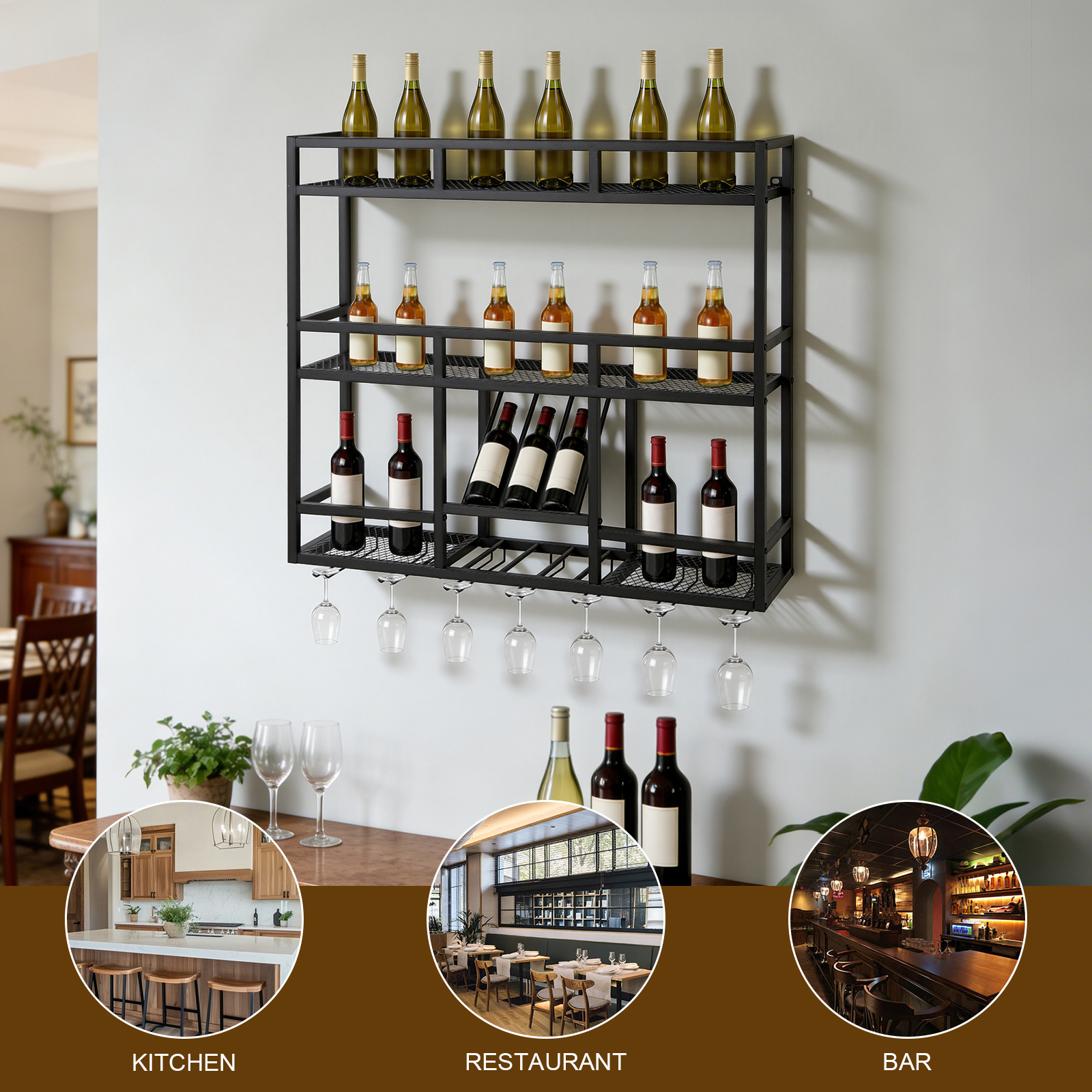 3 Tiers Bar Liquor Bottle Disp - Home Bar Shelf ulasan dan harga