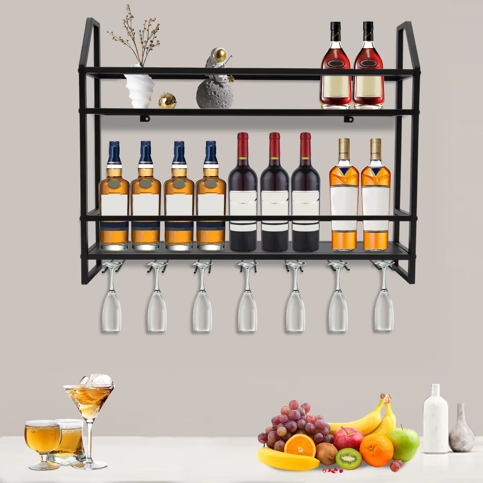 Bar Wine Shelf Wall-Mounted Bo - Home Bar Shelves ulasan dan harga