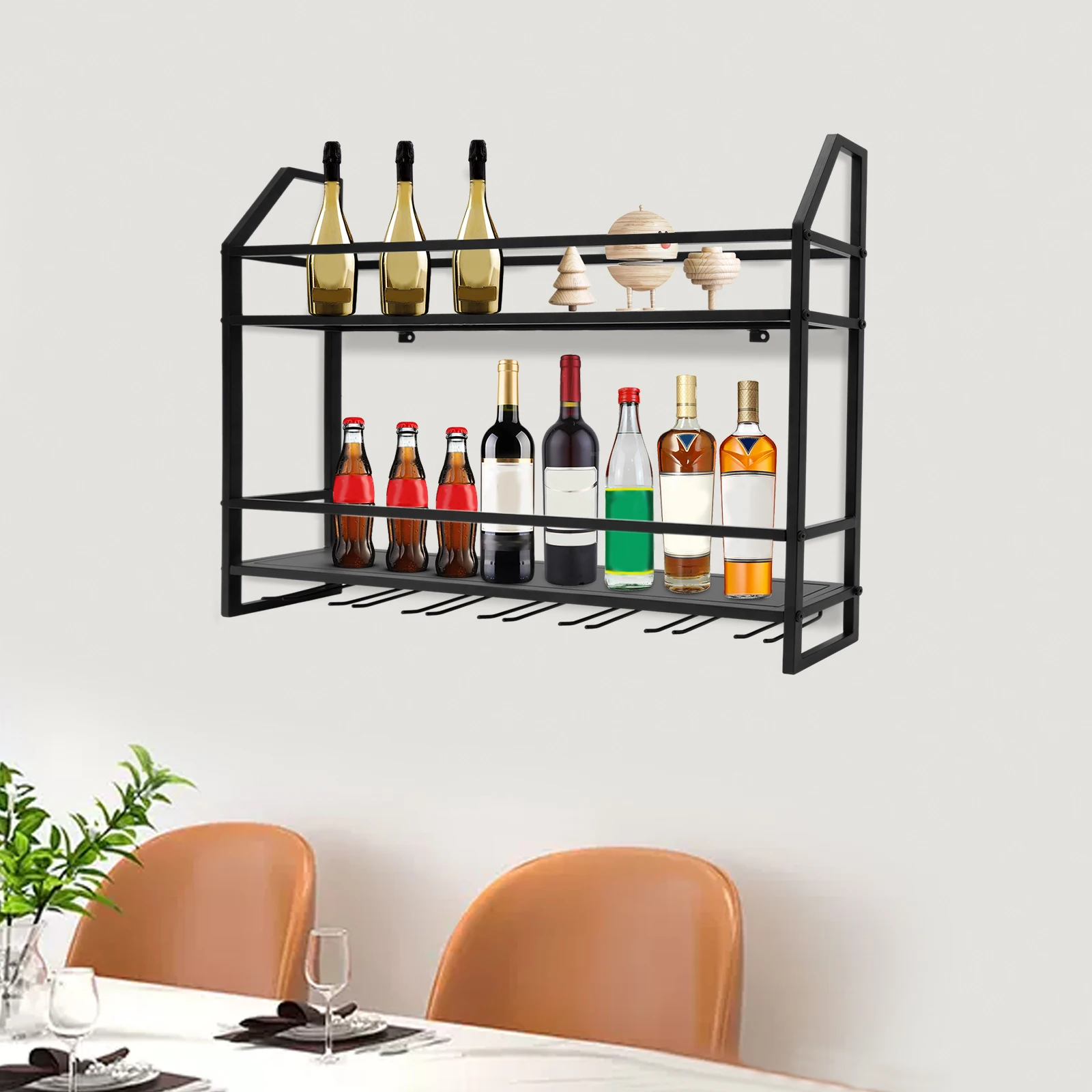 Bar Wine Shelf Wall-Mounted Bo - Home Bar Shelves ulasan dan harga