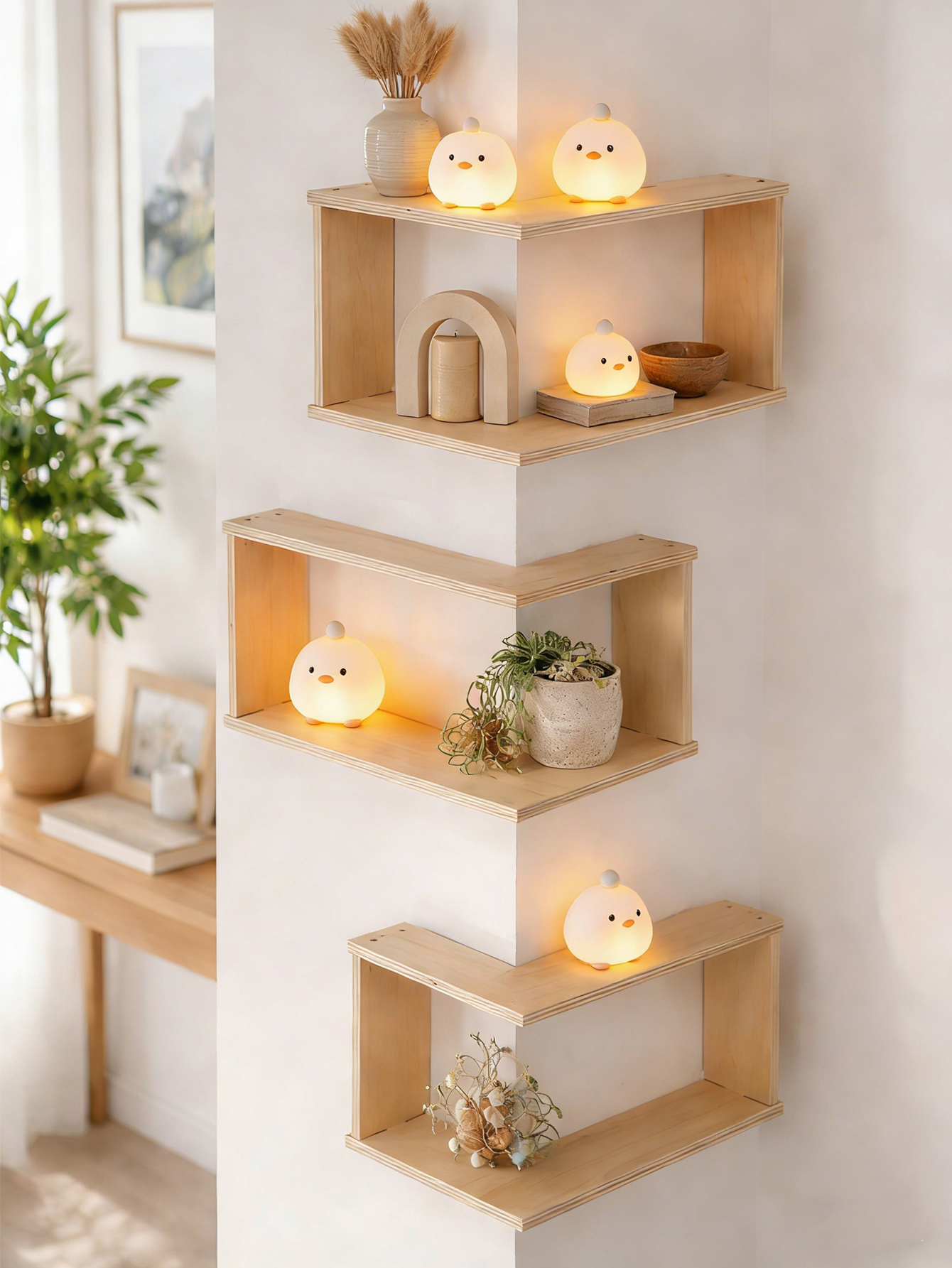 Corner Floating Wooden Shelves - Home Bar Shelves ulasan dan harga