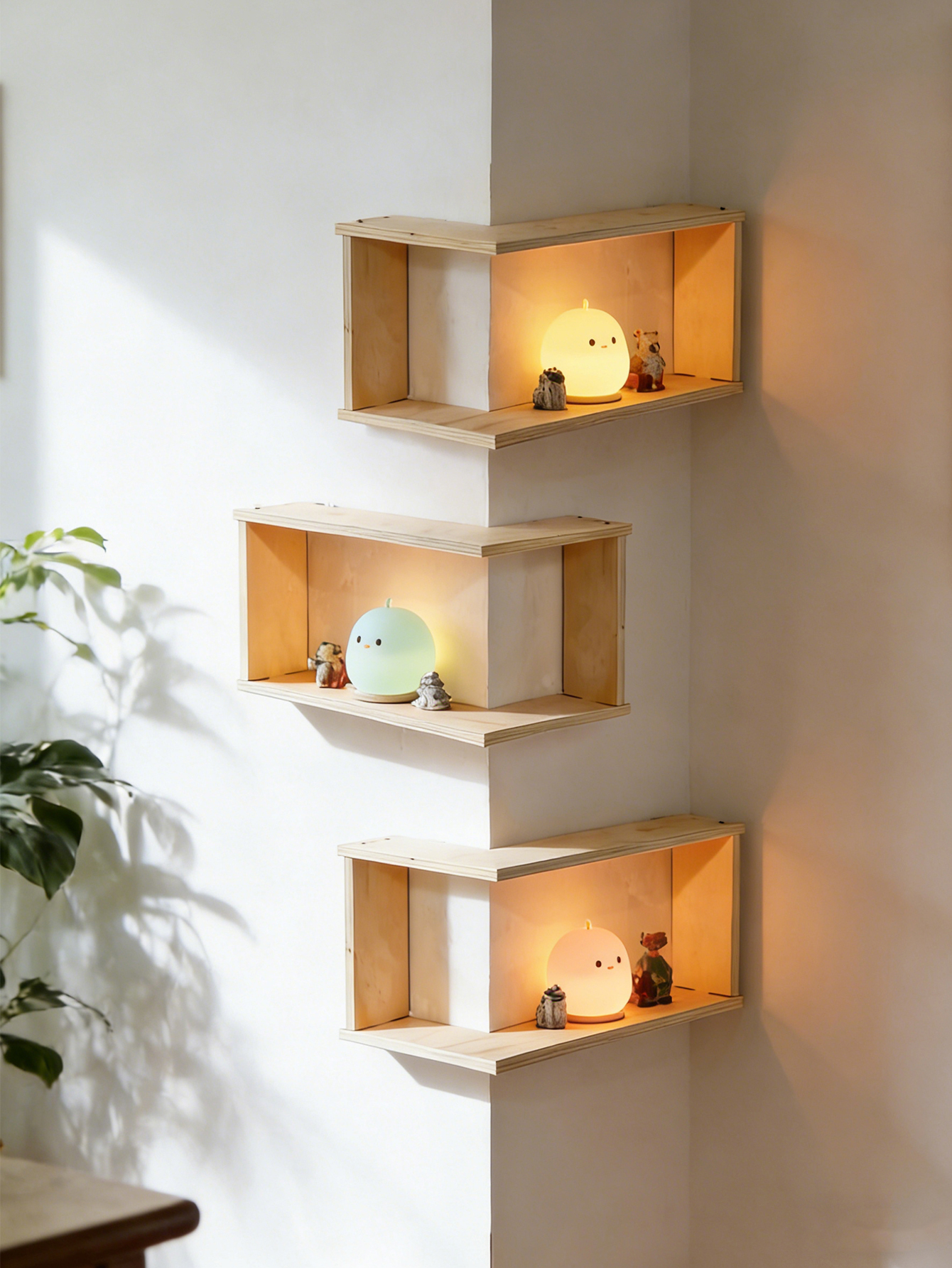 Corner Floating Wooden Shelves - Home Bar Shelves ulasan dan harga