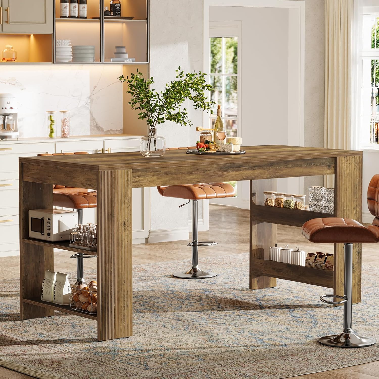63-Inch Kitchen Island with St - Home Bar Shelves ulasan dan harga