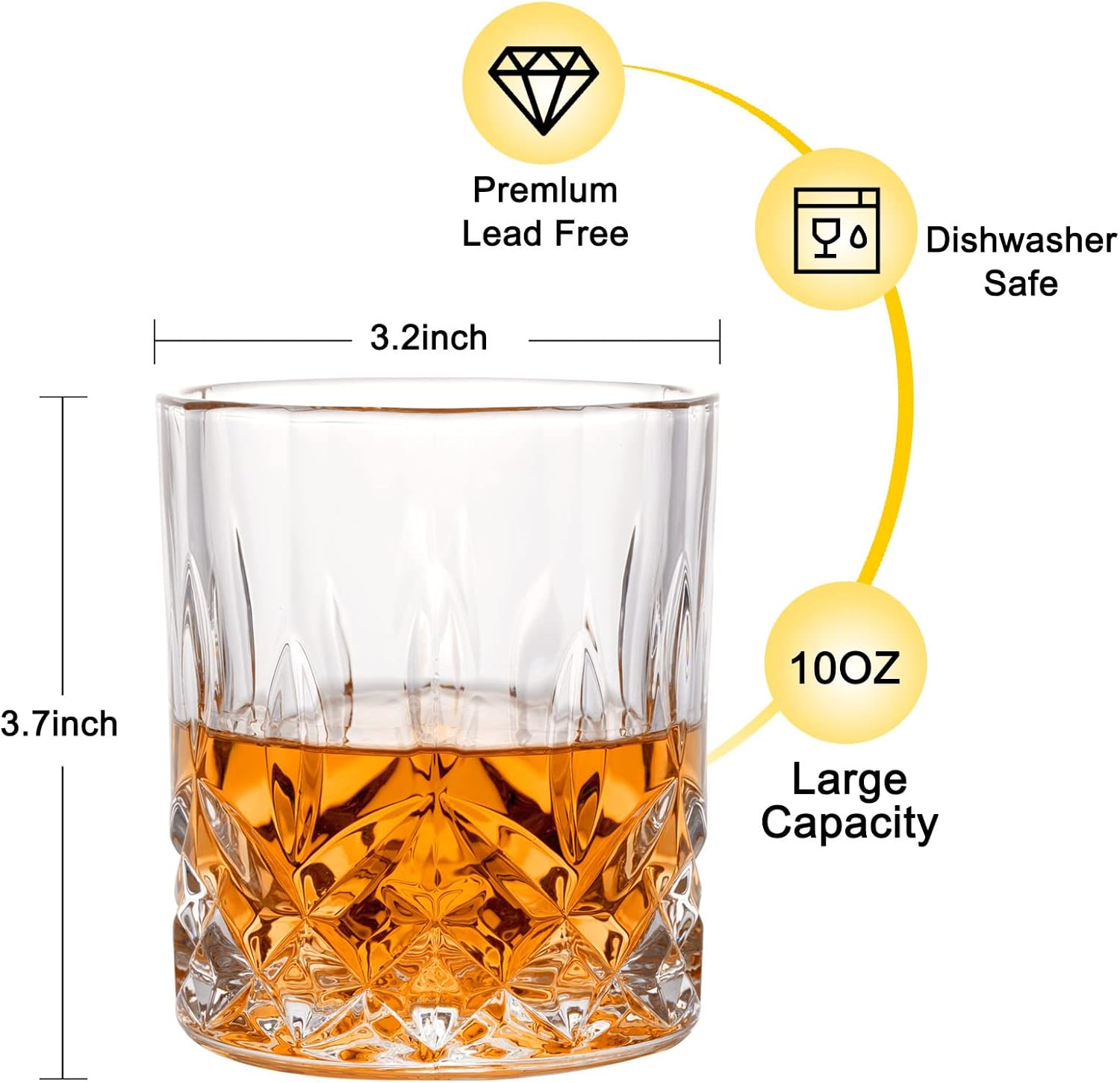 Whiskey Rocks Glass Set of 4 w - Old Fashioned Glass ulasan dan harga
