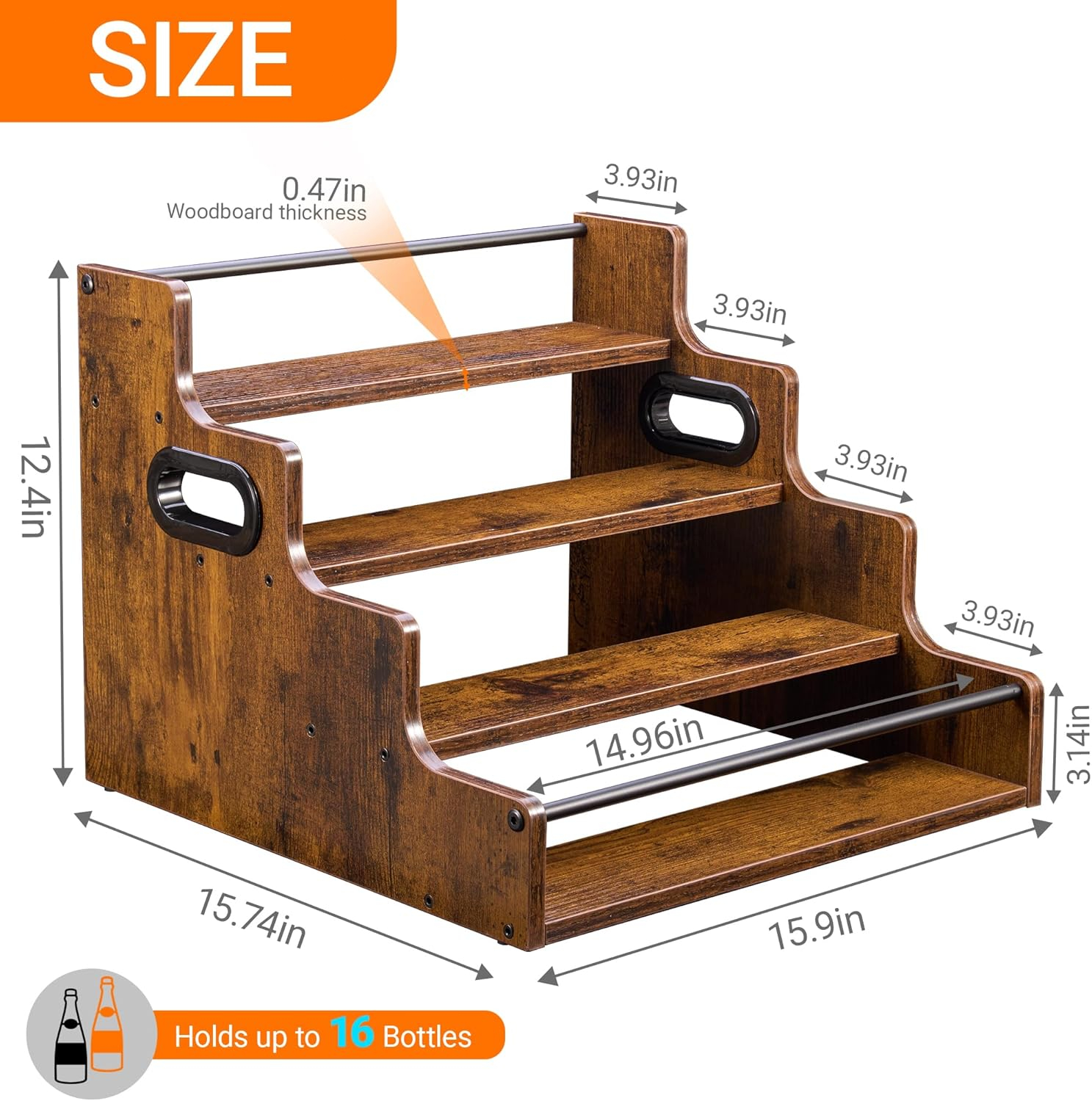 Liquor Bottle Display Shelf, C - Home Bar Shelves ulasan dan harga