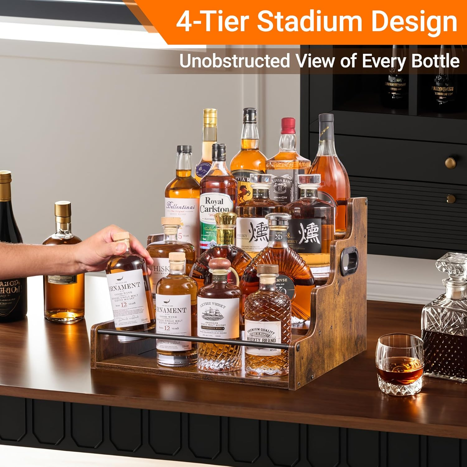 Liquor Bottle Display Shelf, C - Home Bar Shelves ulasan dan harga