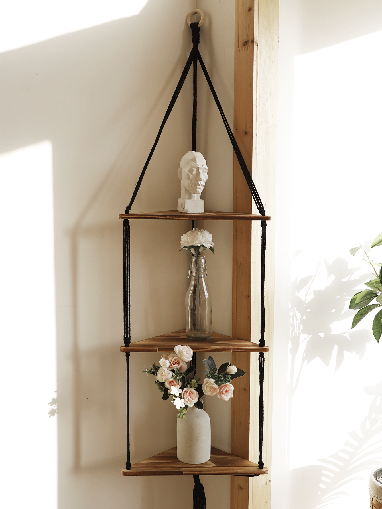 Wooden Corner Shelf Wall Decor - Home Bar Shelves ulasan dan harga