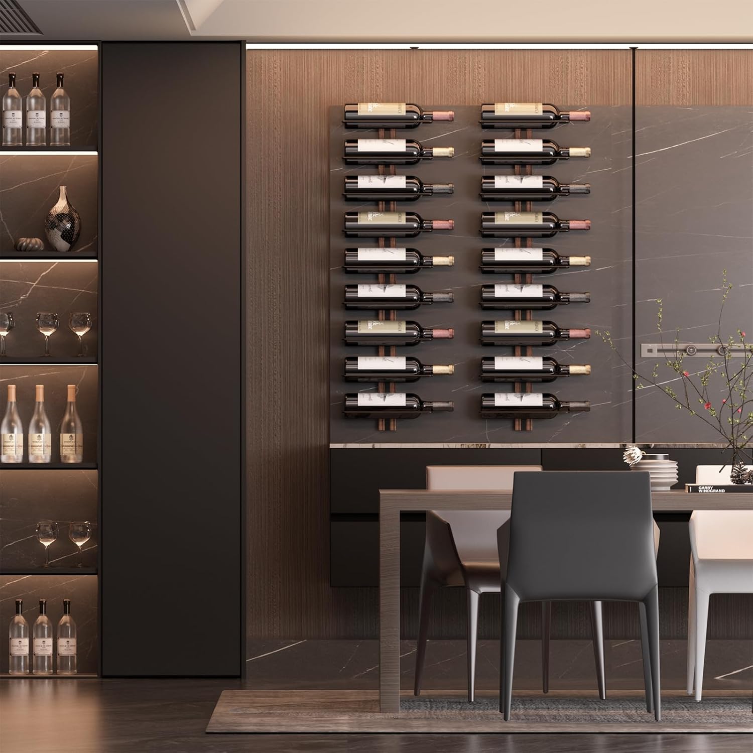9-Bottle Wall-Mounted Golden W - Home Bar Stand ulasan dan harga