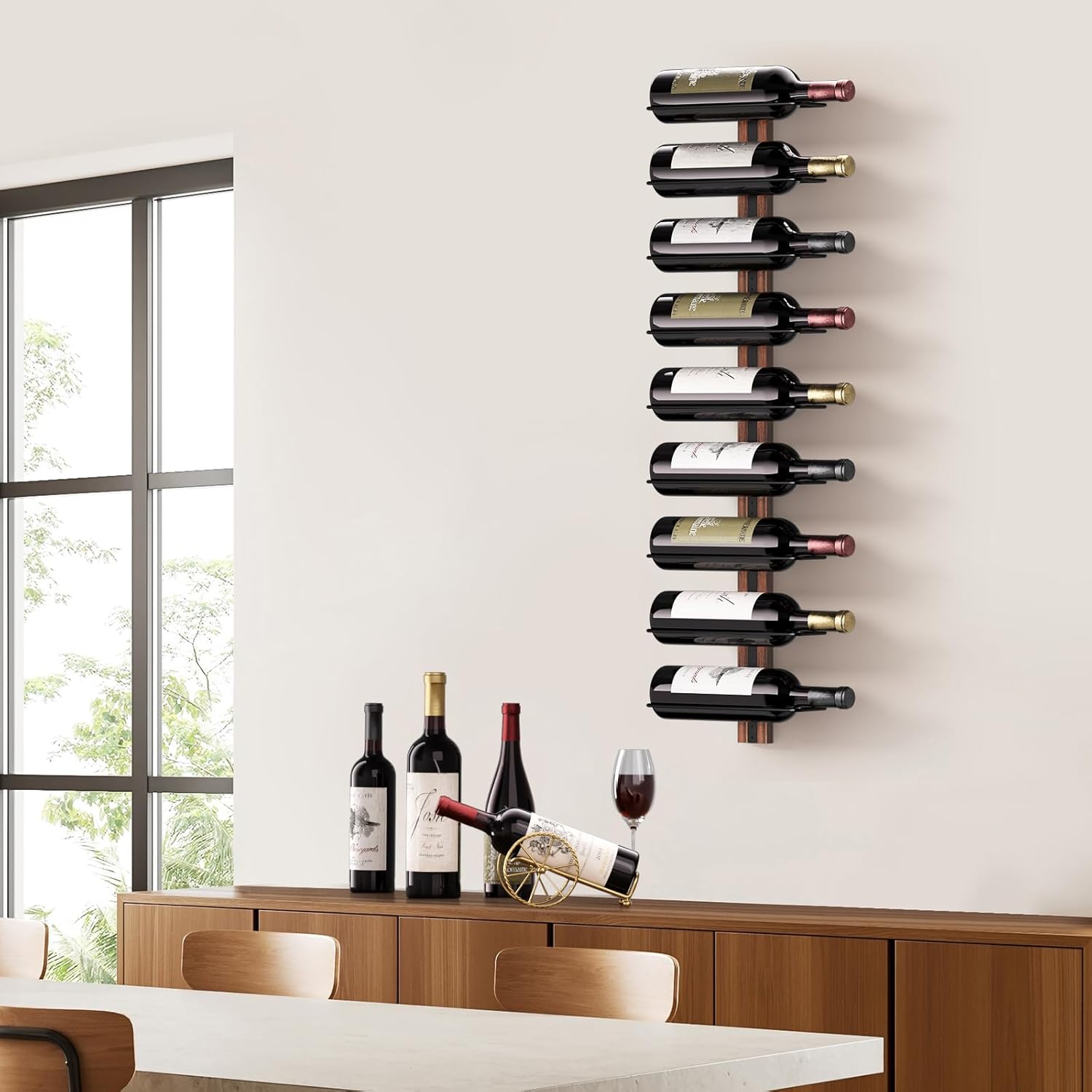 9-Bottle Wall-Mounted Golden W - Home Bar Stand ulasan dan harga
