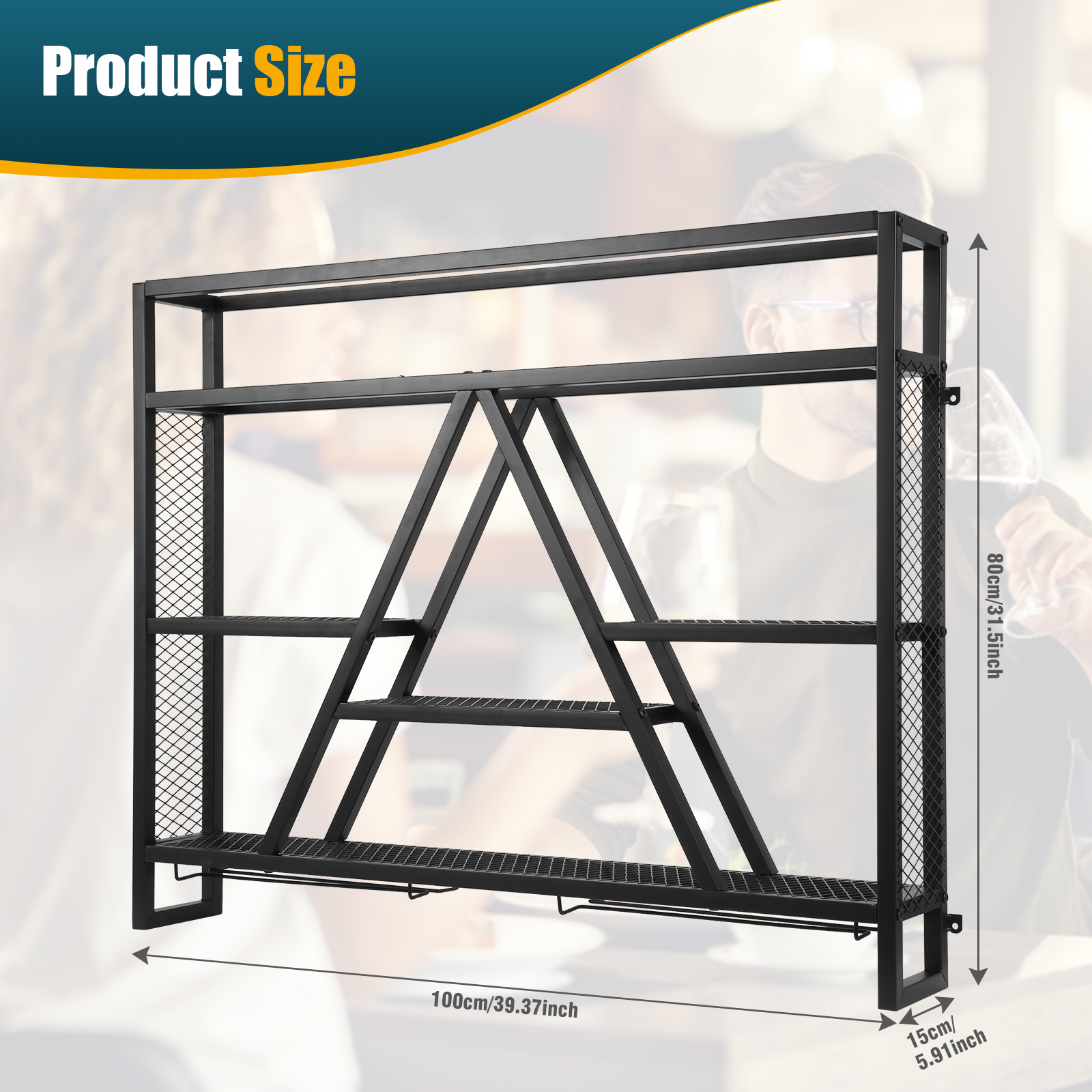 Metal Bottle & Glass Holder Mu - Home Bar Shelves ulasan dan harga