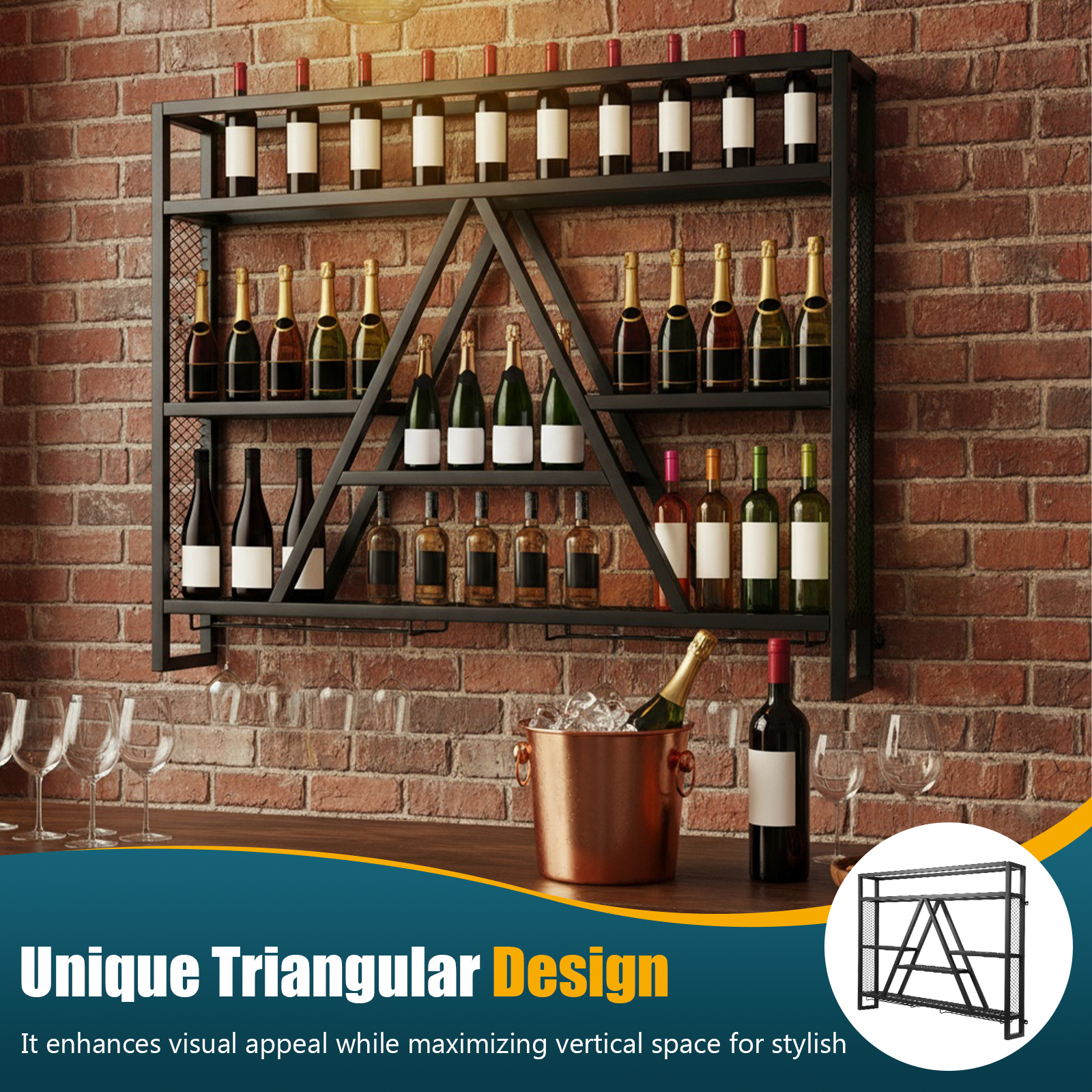 Metal Bottle & Glass Holder Mu - Home Bar Shelves ulasan dan harga