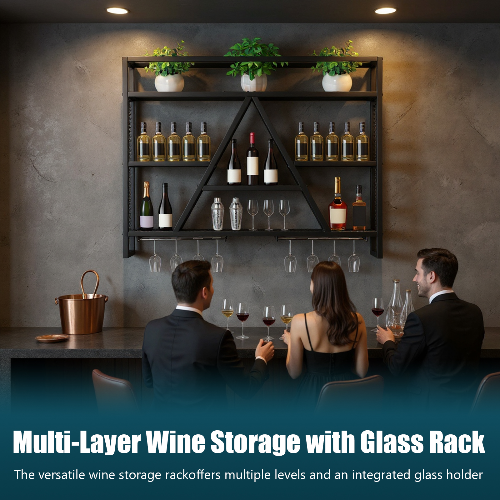 Metal Bottle & Glass Holder Mu - Home Bar Shelves ulasan dan harga