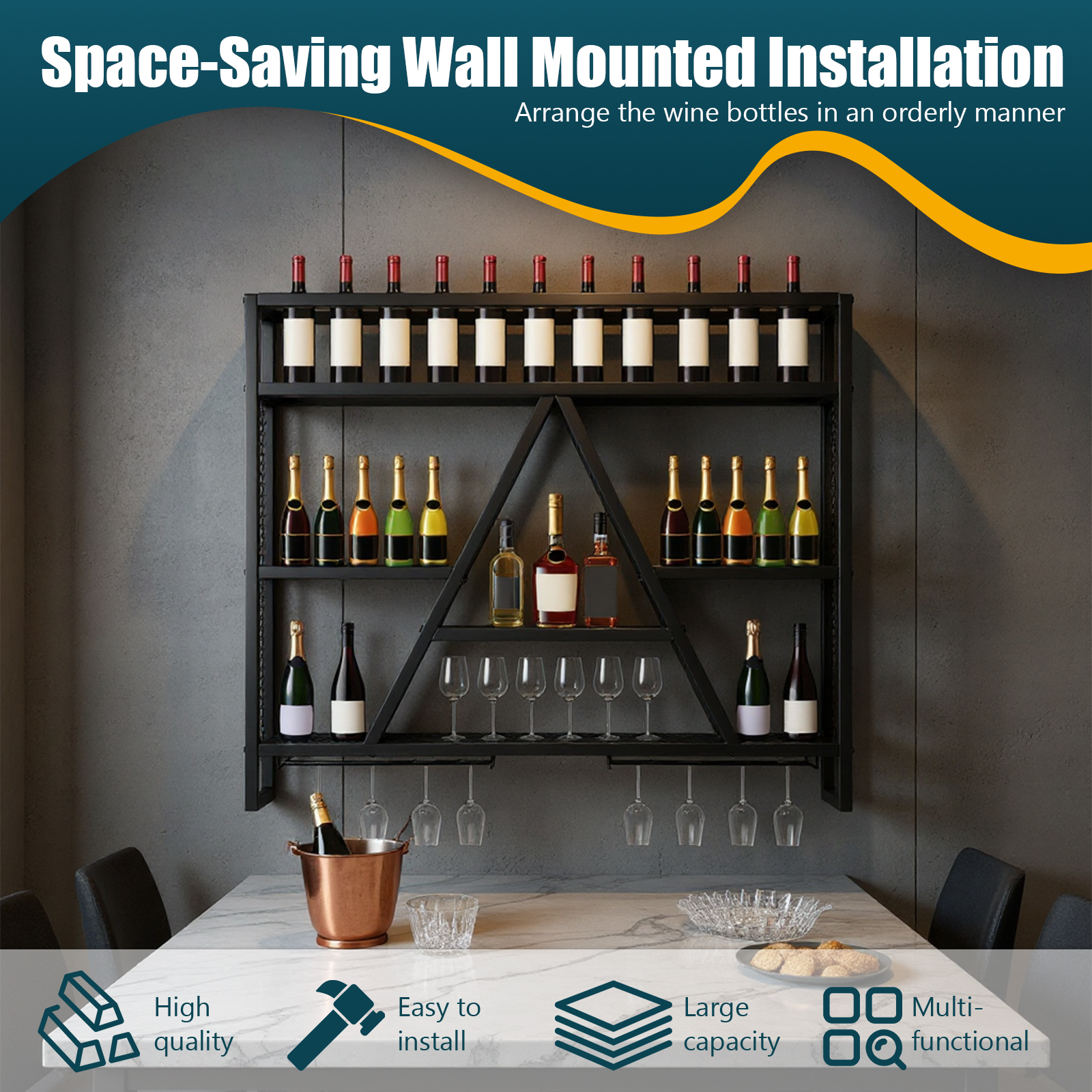 Metal Bottle & Glass Holder Mu - Home Bar Shelves ulasan dan harga