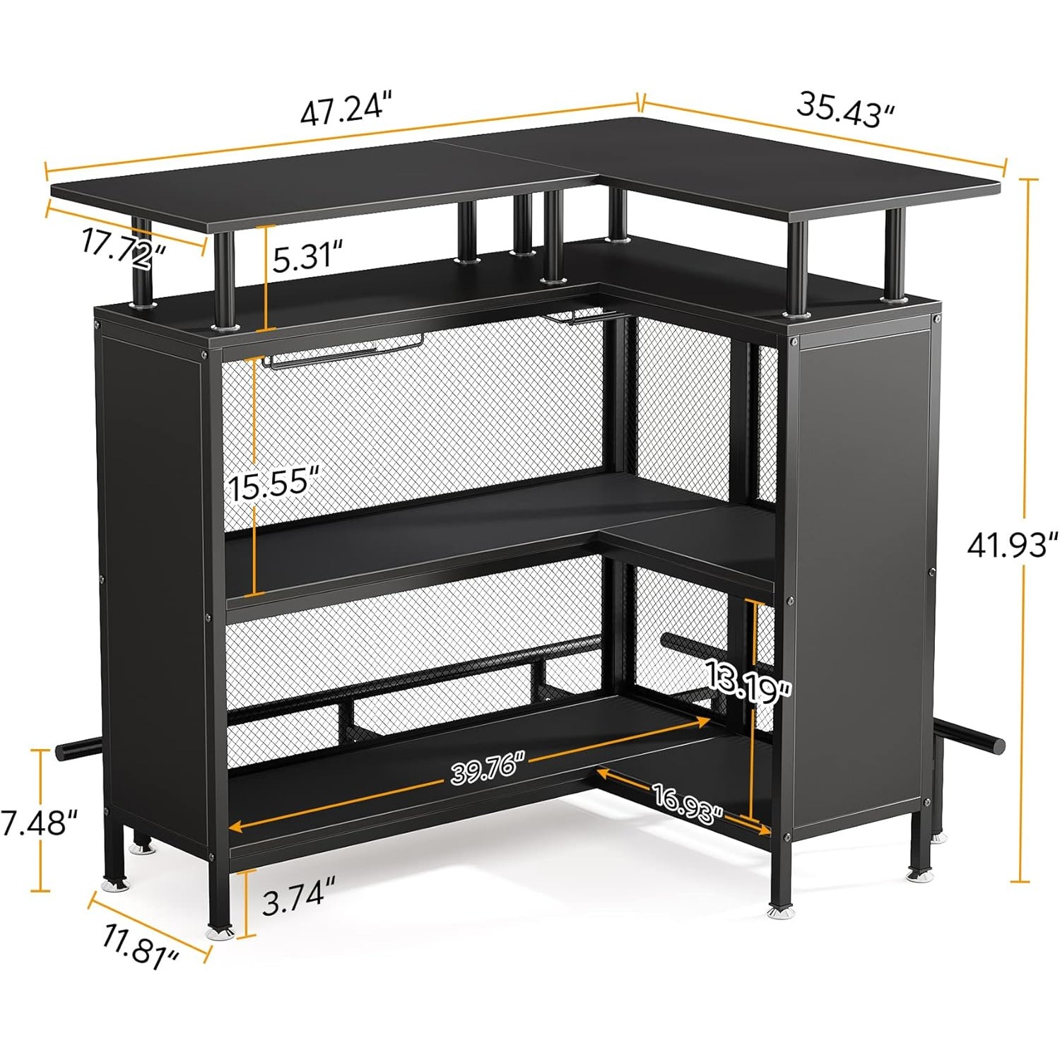 Home Bar Unit, L-Shaped Bar Ta - Home Bar Shelves ulasan dan harga