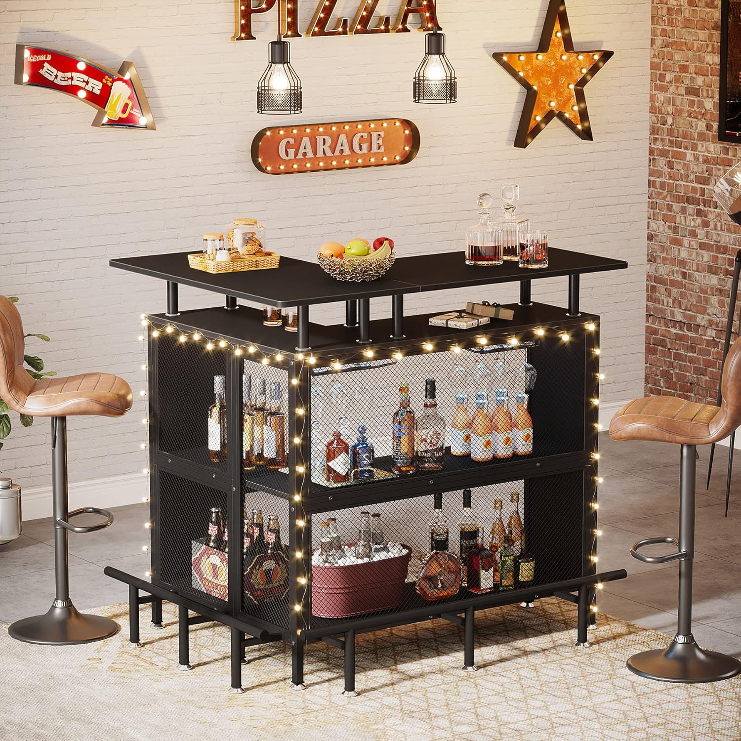 Home Bar Unit, L-Shaped Bar Ta - Home Bar Shelves ulasan dan harga