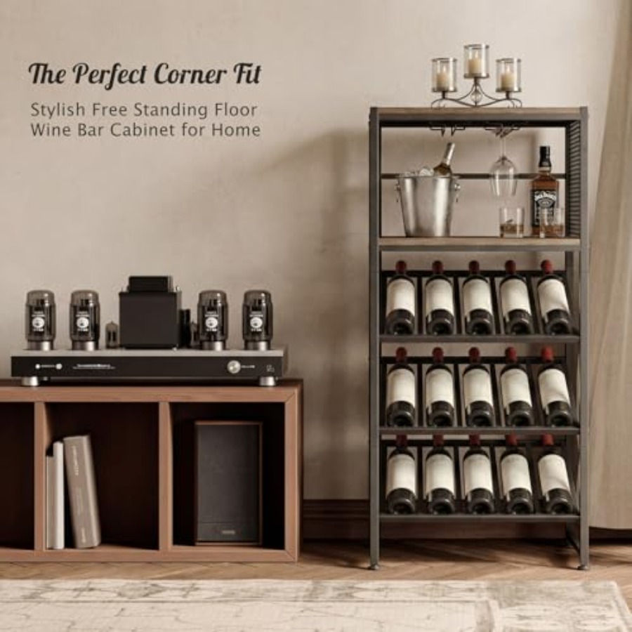 Corner Wine Rack with Glass Ho - Home Bar Shelves ulasan dan harga