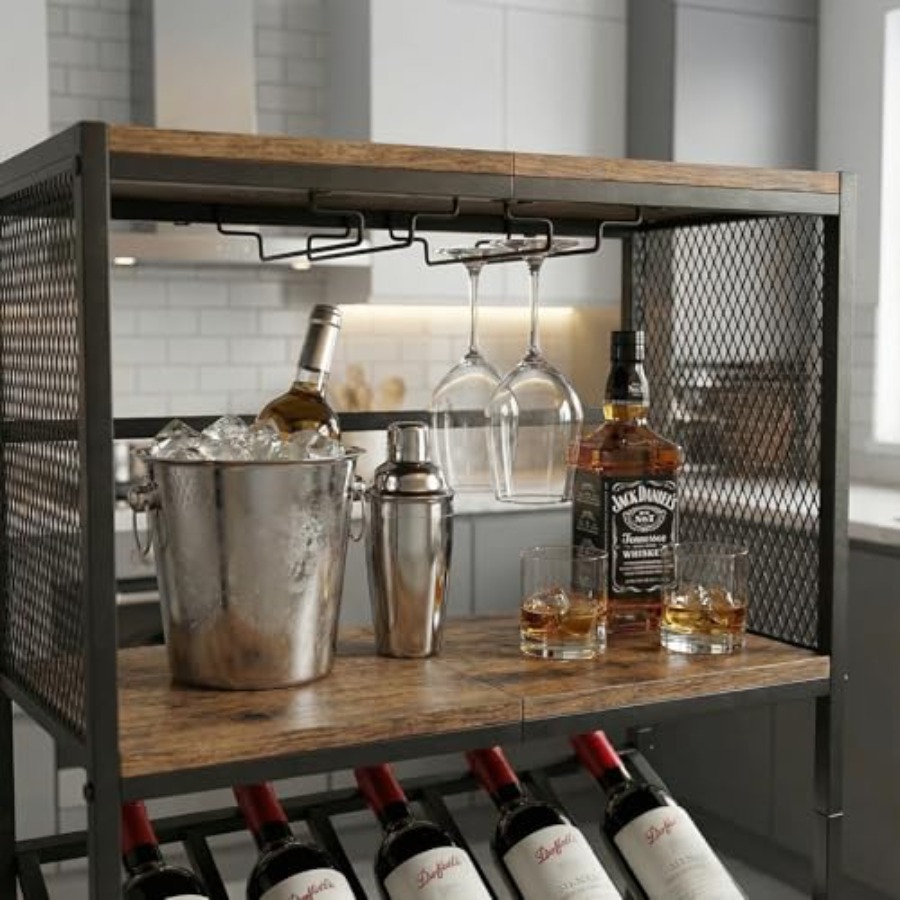 Corner Wine Rack with Glass Ho - Home Bar Shelves ulasan dan harga