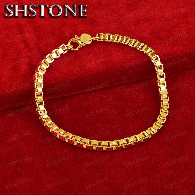 Exquisite 18K Gold 4mm Box Cha - Bar Cart Gold ulasan dan harga